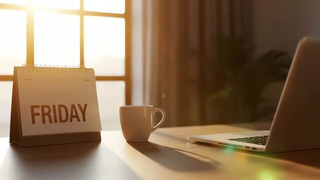 Weekend Loading Progress Bar Animation on Office Desk with Friday Calendar