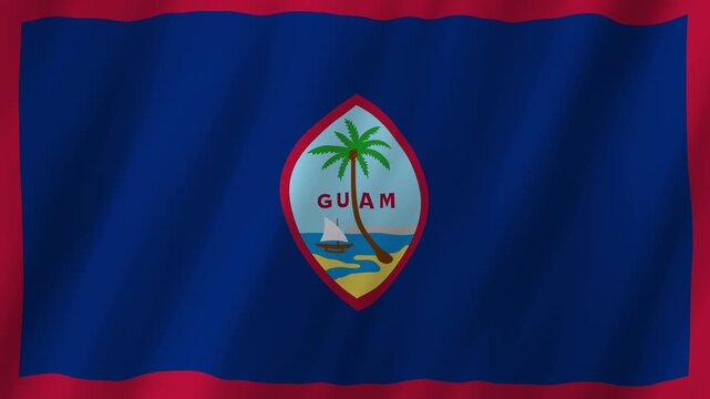 Guam Flag Waving 4K: Realistic US Territory National Symbol Motion Graphic
