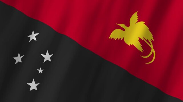 Papua New Guinea Flag Waving 4K: Realistic Bird of Paradise National Symbol Motion Graphic