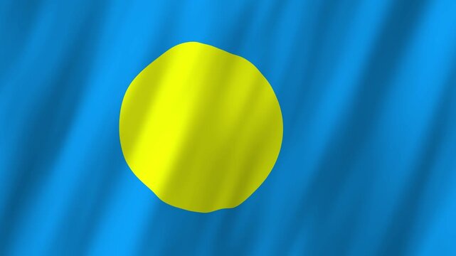 Palau Flag Waving 4K: Realistic Pacific Island National Symbol Motion Graphic