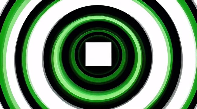 Dynamic abstract concentric circles pattern with optical illusion and square at the center