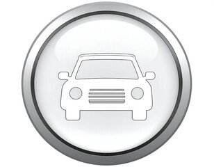 Obraz premium Car icon on a round, glossy button with a metal-like border