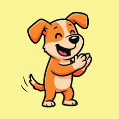 Fototapeta premium Happy dog on hind legs waving with paw