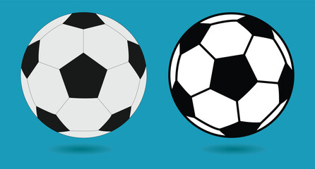 Obraz premium Soccer football ball icon and logo. Football icon symbol infographics website design. Two football game ball icon on blue background. Vector illustration.