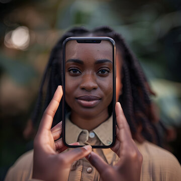 Portrait through smartphone screen