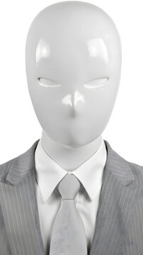 Faceless mannequin wearing a business suit and tie