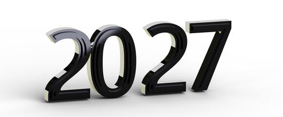 3D rendered illustration of the year 2027. Ideal for futuristic concepts, calendars, business, and...