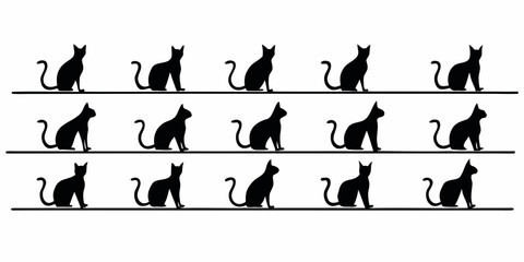 Black cats sitting on shelves in different positions © Graphicslover