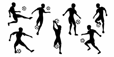 Silhouette of soccer players in various poses © Graphicslover