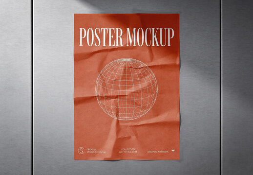 Metal Wall Poster Mockup