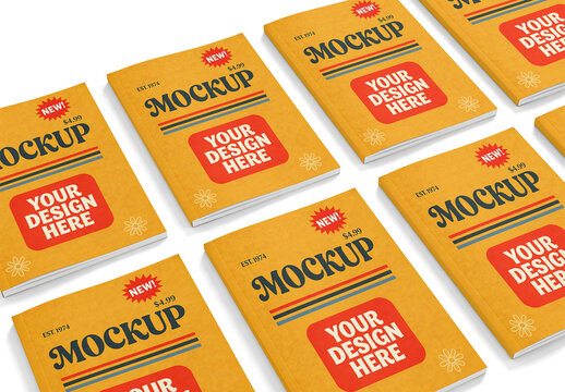 Magazine Covers Lined Up Mockup