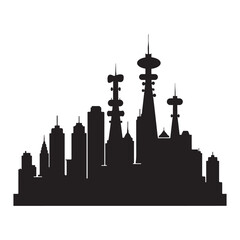 Obraz premium City skyline with tall buildings and skyscrapers silhouette urban landscape