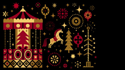 Festive carousel illustration with stars and traditional decorative elements © ShambhuNath