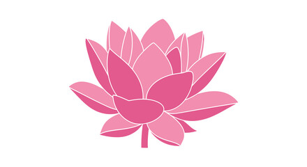 Fototapeta premium A vibrant illustration depicts a stylized pink lotus flower with layered petals and a simple stem high quality professional