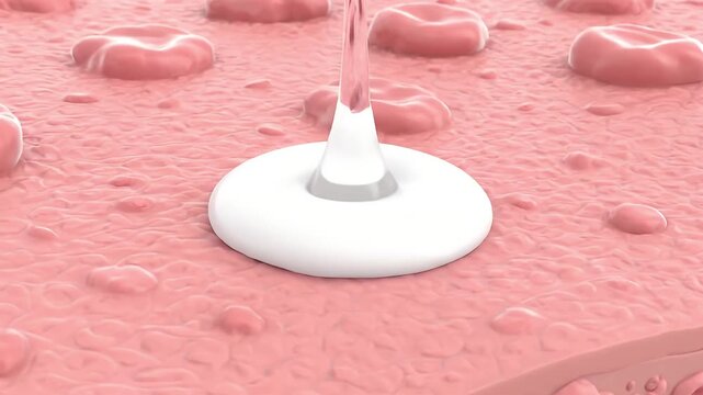 Realistic 3D animation showing moisturizing cream absorbing into human skin layers for skincare and beauty
