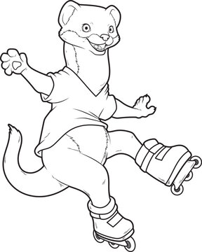 Weasel Inline skating Inline skates Sports Animal Vector Graphic Art Illustration