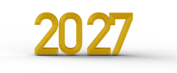 Bold gold 2027 numbers on a white backdrop, symbolizing the future. Perfect for new year greetings and financial project © vegefox.com