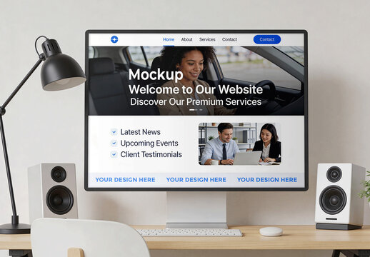Computer Screen Desktop Workspace Mockup
