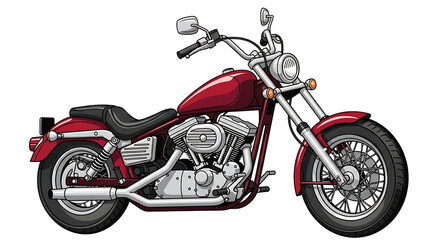 Fototapeta premium A stylish, red motorcycle parked and ready to ride. PNG, isolated on white background