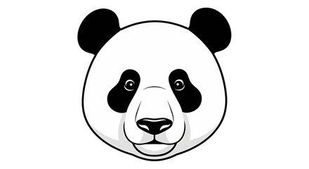 Obraz premium A detailed black and white illustration of a panda face, a captivating and adorable animal portrait. PNG, isolated on white background