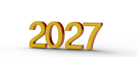 3D render of the year 2027 in gold and red colors. Perfect for New Year greetings, business presentations and future co © vegefox.com
