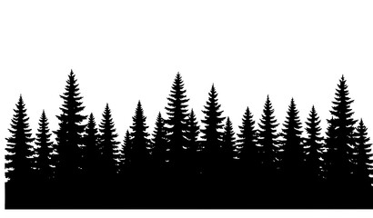 Conifer Forest Silhouettes Pine Fir Spruce Trees Vector Landscape © Wahida