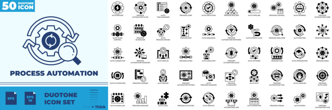 Process Automation Duotone Editable Icons set