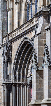 Detailed Gothic Facade, Saint Pierre Cathedral, Vannes, France