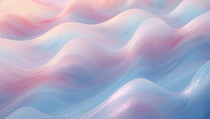 Obraz premium Flowing pastel wave-like surface showing pearly gradients in digital studio, with shimmering flecks