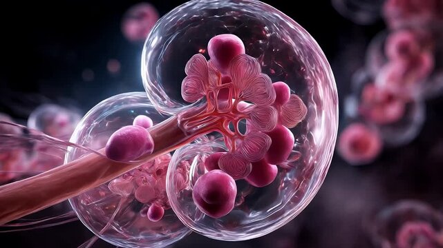 Microscopic view of a nephron renal corpuscle. 4K Video