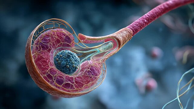 3D medical animation of human kidney nephron anatomy. 4K Video