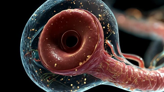 3D animation of a human kidney nephron structure. 4K Video