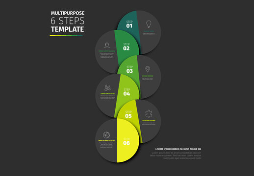 Modern 6 Step Business Infographic Template with Circular Progress Flow