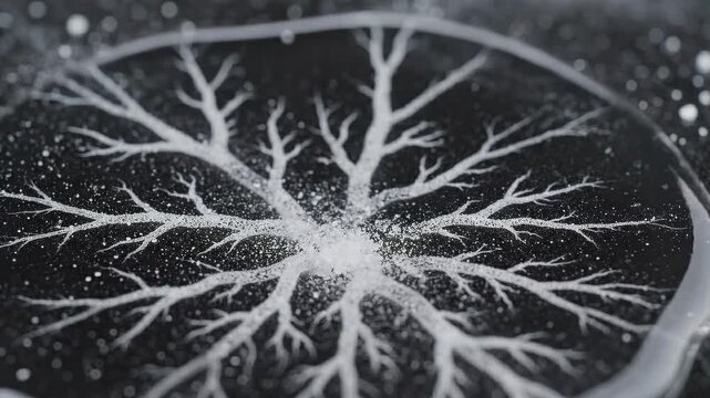 Circular neural network visualization with branching dendrites.