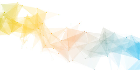 Abstract geometric background with connecting dots and lines with low poly triangle shapes. Polygonal Mesh Background Vector design digital technology concept Global network connection data structure. © Kainat 