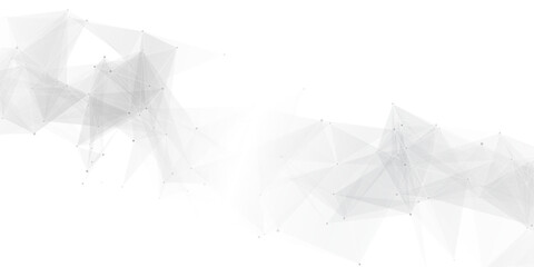 Abstract geometric background with connecting dots and lines with low poly triangle shapes. Polygonal Mesh Background Vector design digital technology concept Global network connection data structure. © Kainat 