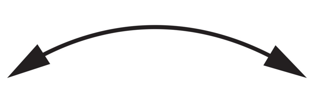 Dual sided arrow vector, icon, silhouette design. Semicircular curved thin, long double ended arrow. Dual semi circle arrow set .with white background EPS10
