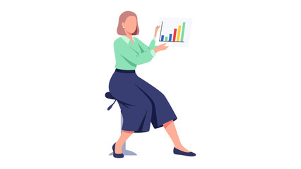 Fototapeta premium Businesswoman Presenting Growth Chart: An businesswoman dressed in professional attire is holding a visual representation of progress, indicating expansion and achievement. 