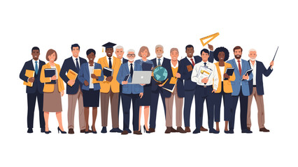 United Professional Team: A diverse and collaborative ensemble of professionals stands together. Showcasing unity and a shared commitment to their respective fields. © Nusaybah