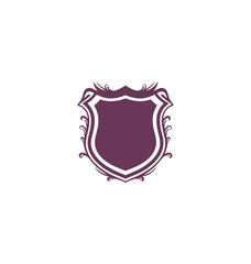 Obraz premium Elegant shield emblem with decorative elements on black background