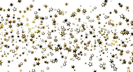 Golden star confetti background. Ideal for holiday greetings, Christmas, New Year, and party invitations. Festive design © vegefox.com