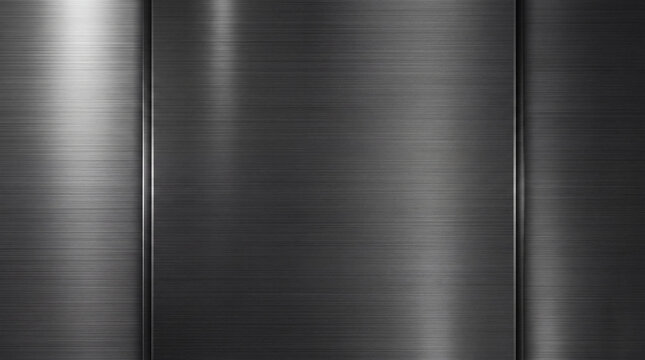 Dark brushed metal background photograph with distinct vertical panel sections and subtle light reflections.