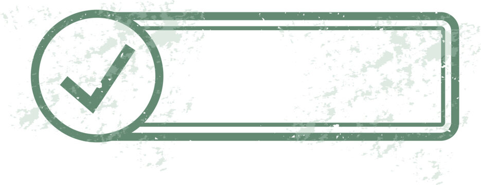 Green Check Mark Rubber Stamp Template &ndash; Empty Approval Badge for Documents, Forms, Quality Control, Business Verification and Office Workflow. Transparent Grunge Effect.
