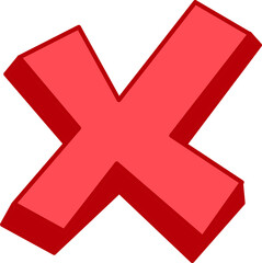 Obraz premium Red 3D X Mark Symbol