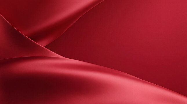 Elegant deep red silky fabric or liquid texture featuring gentle, flowing curves and soft highlights, creating a rich.