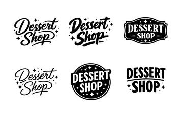 Fototapeta premium Dessert shop logo designs: six unique black and white variations