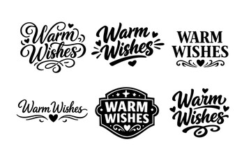 Obraz premium Warm wishes typography designs with decorative elements and hearts