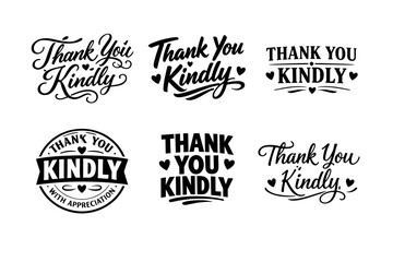 Obraz premium Thank you kindly typography designs with heart accents and appreciation themes