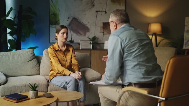 Unprofessional psychologist shouting at sad female patient, unethical behavior