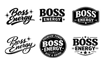 Fototapeta premium Boss energy logo designs: vintage and bold typography collection